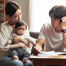 Parent holding child
